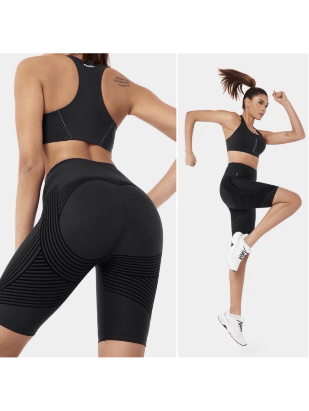 Fanka Women Body Sculpt Black Athletic Biker Shorts Reversible Compression S?